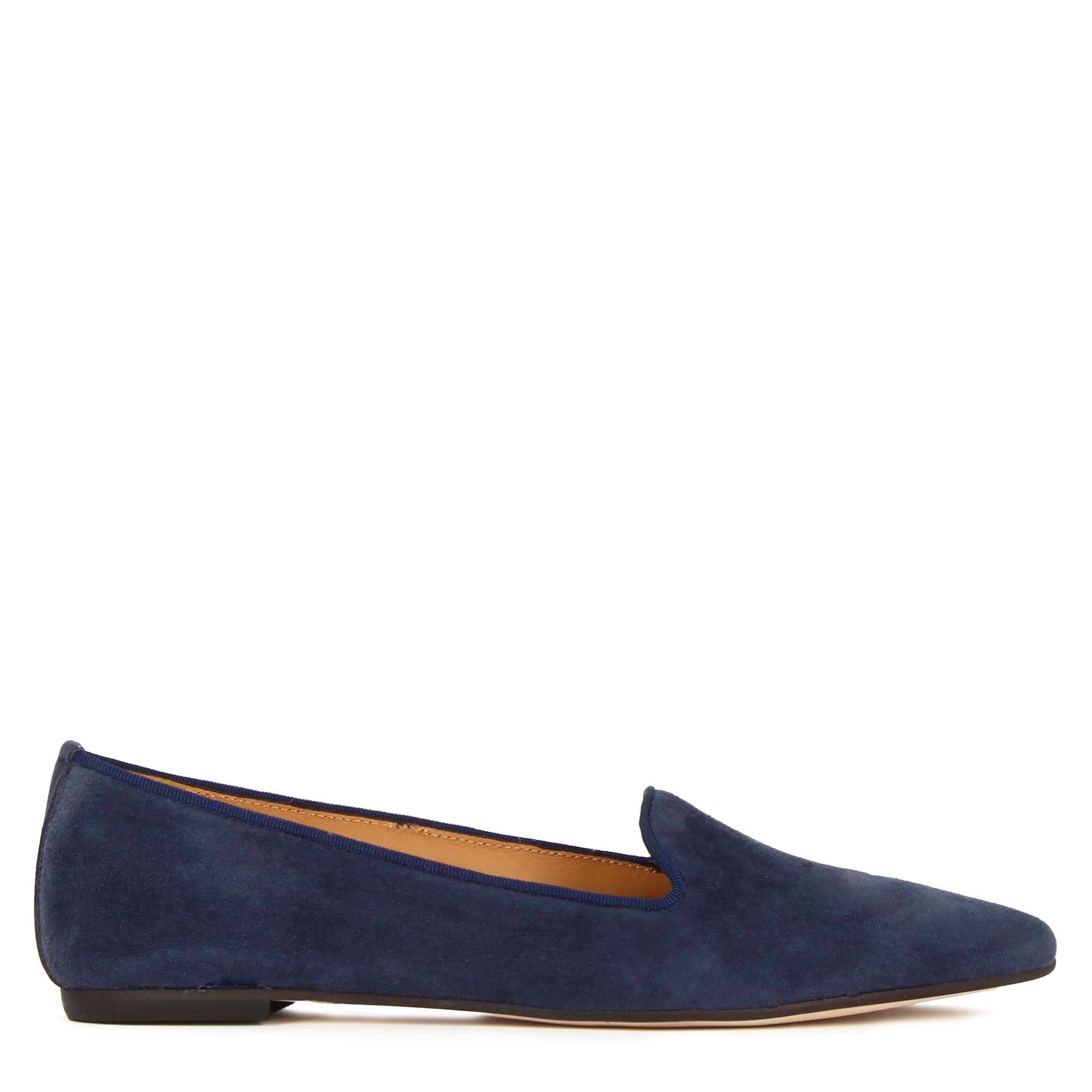 Ballerines pointues pour femme en daim bleu