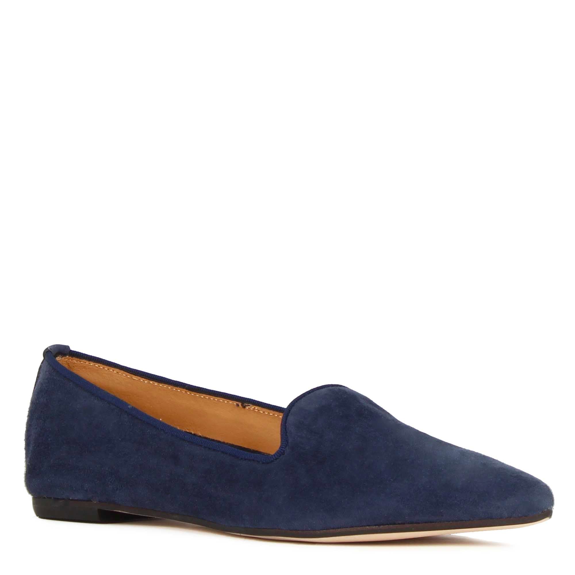 Ballerines pointues pour femme en daim bleu