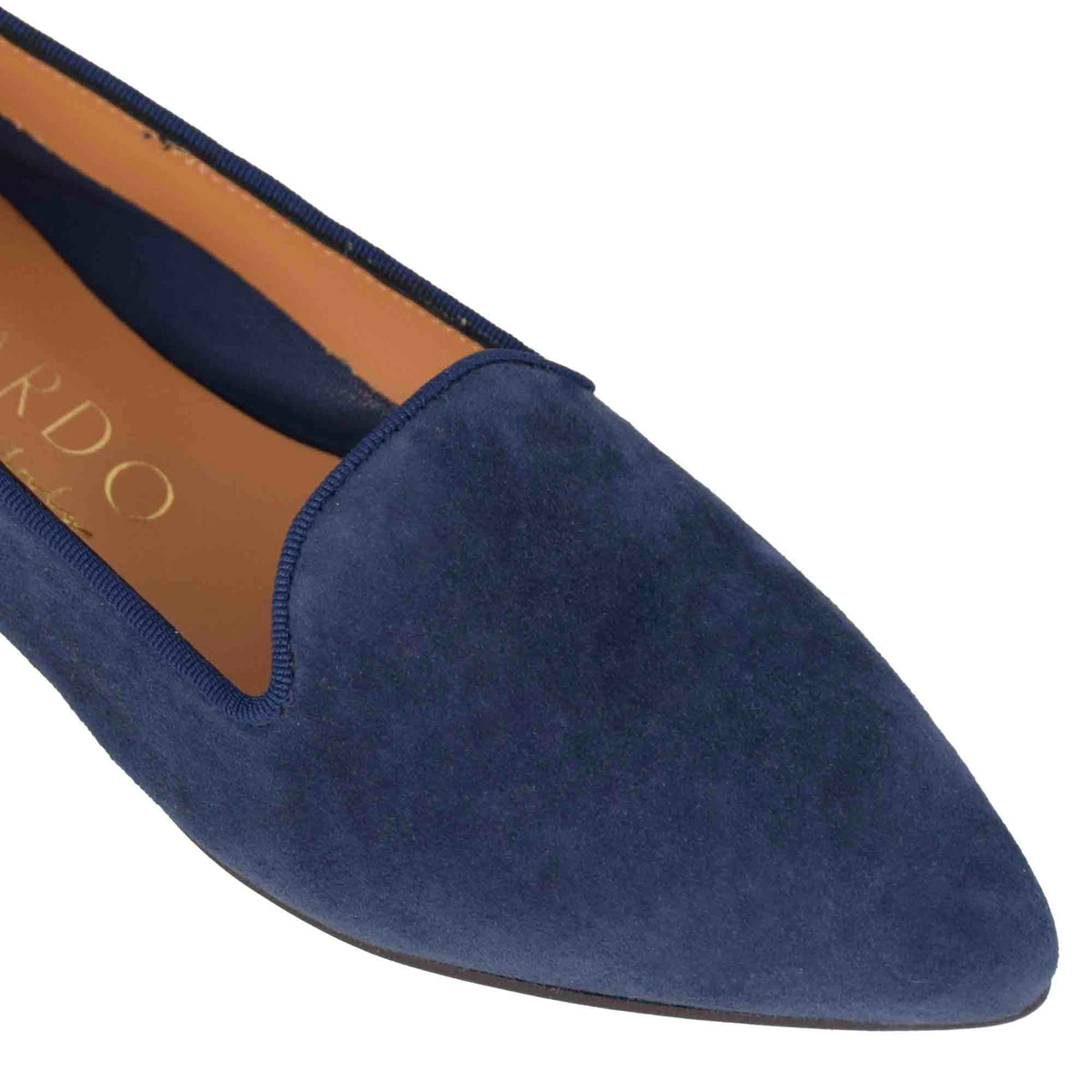 Pointed ballerina shoes for women in blue suede