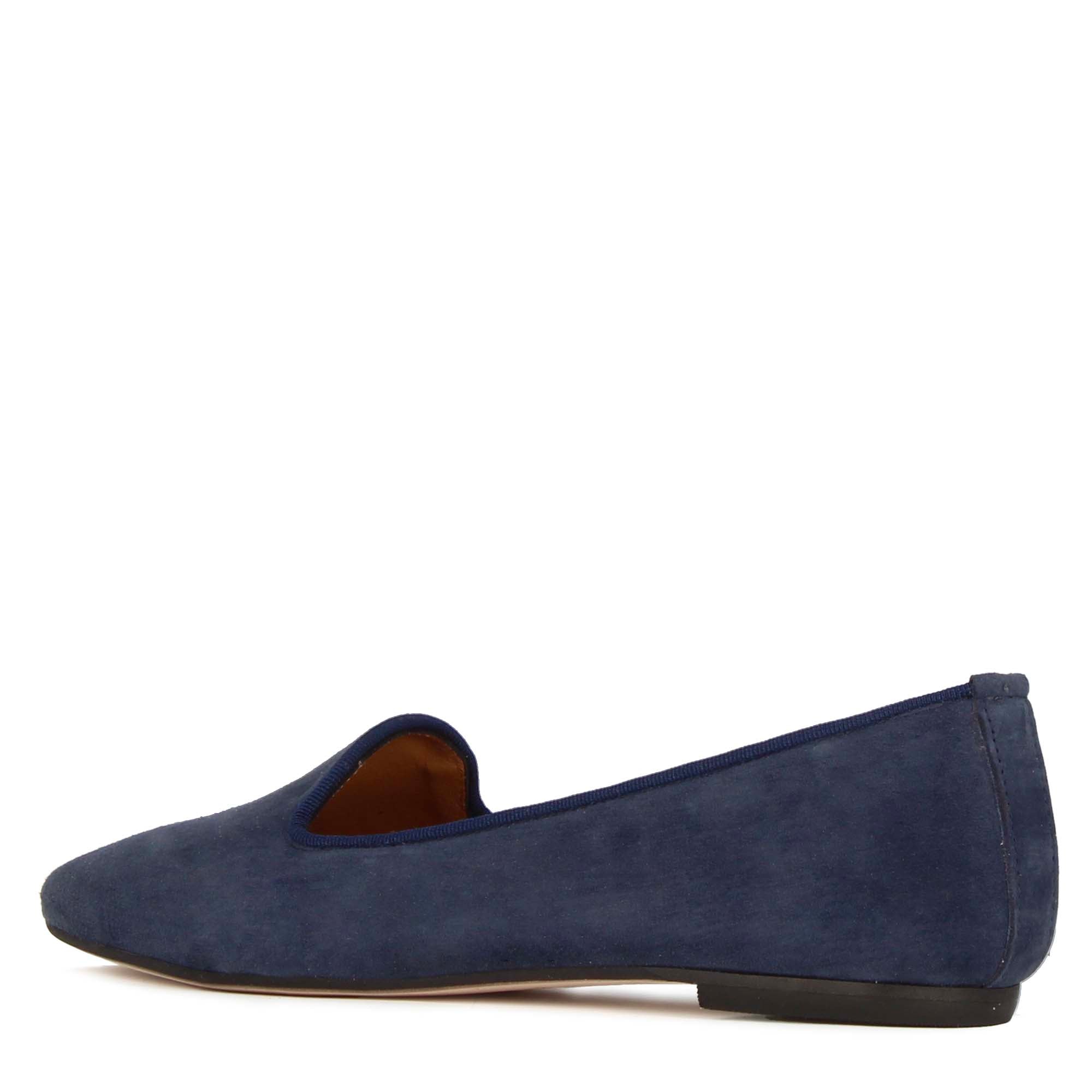 Ballerines pointues pour femme en daim bleu