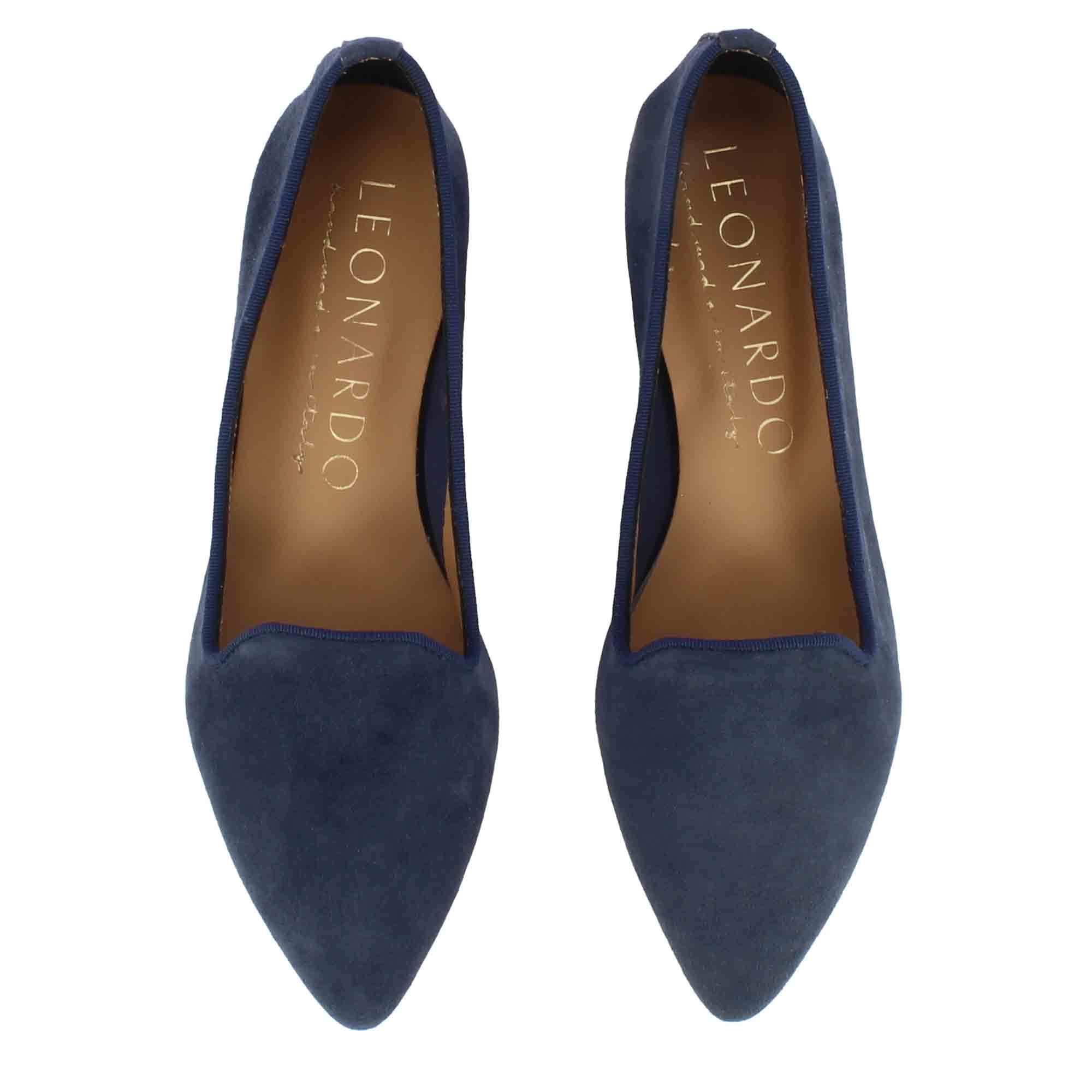 Ballerines pointues pour femme en daim bleu