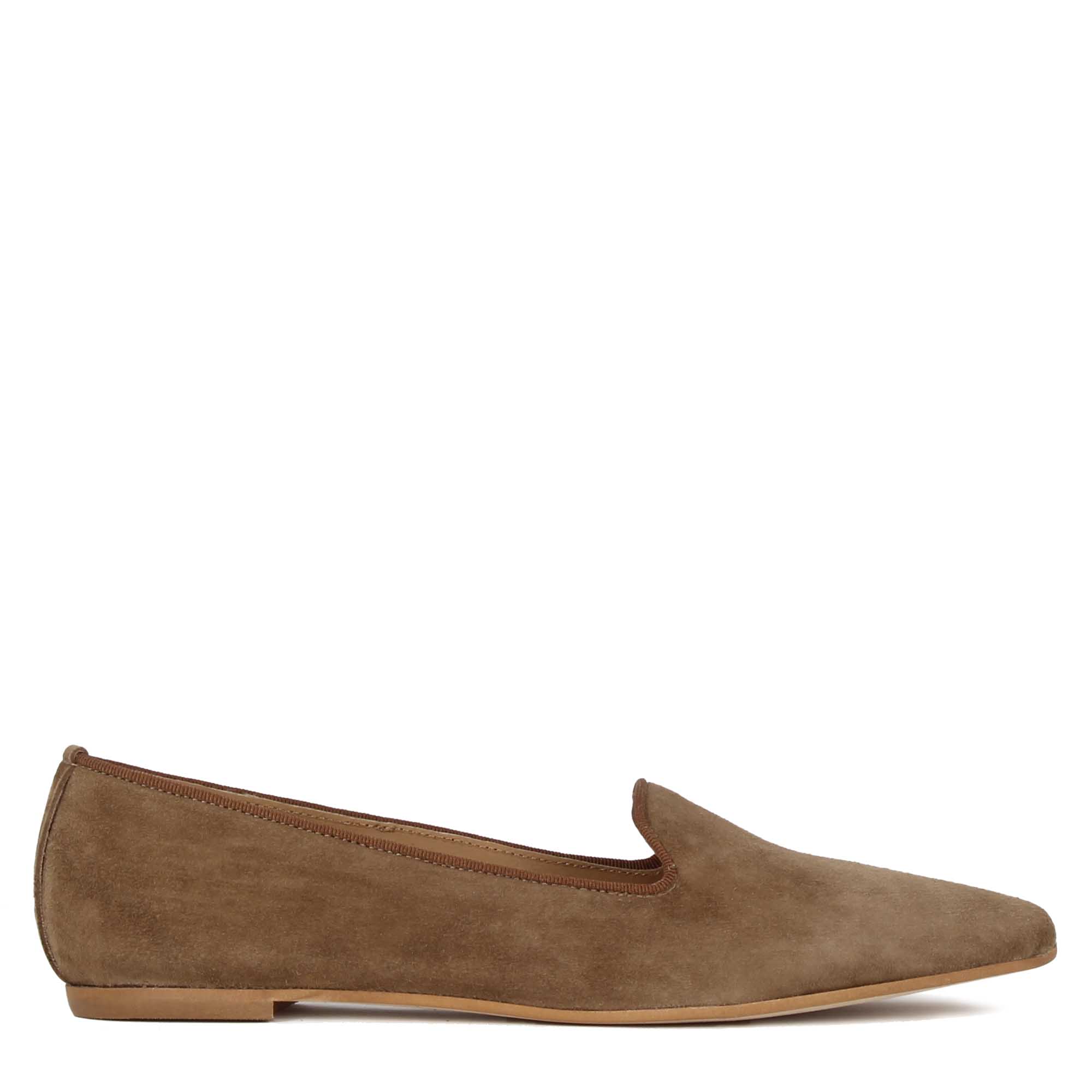 Ballerines pointues pour femme en daim marron