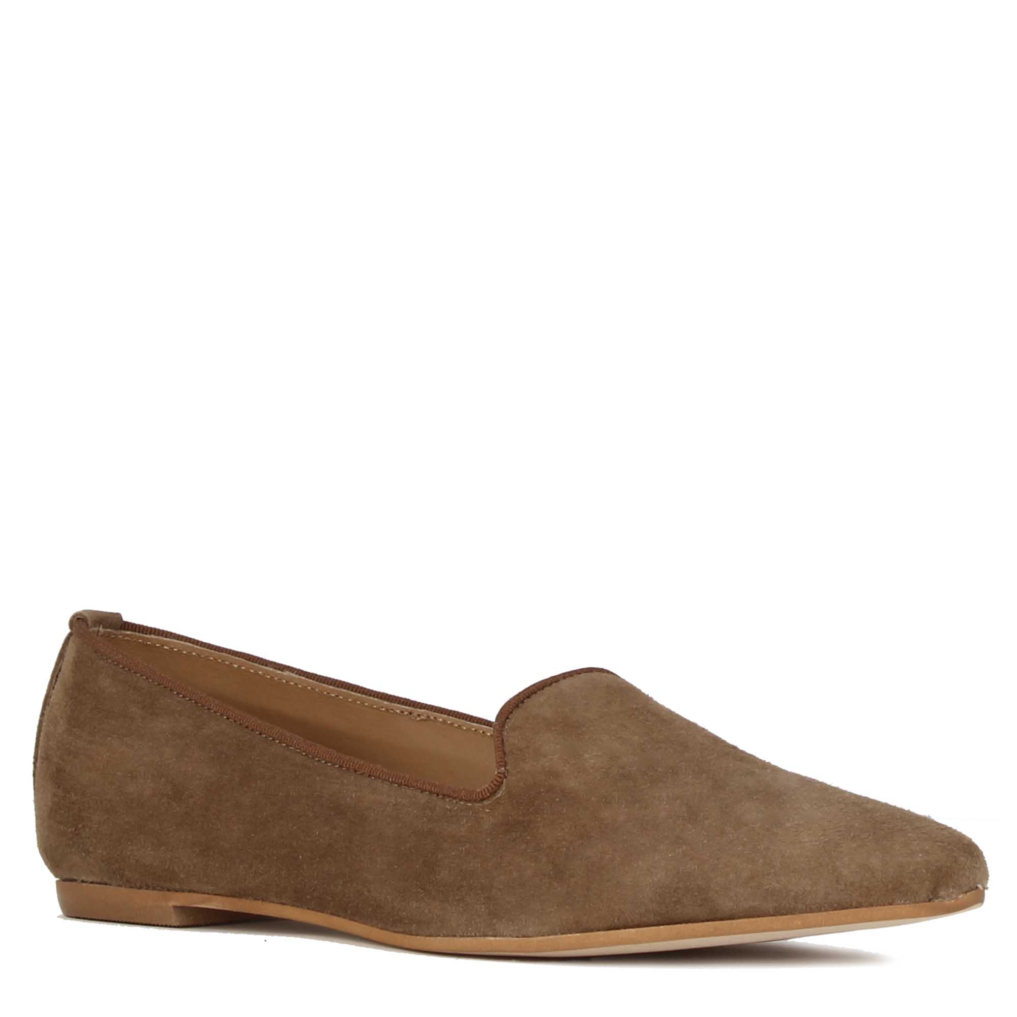 Ballerines pointues pour femme en daim marron