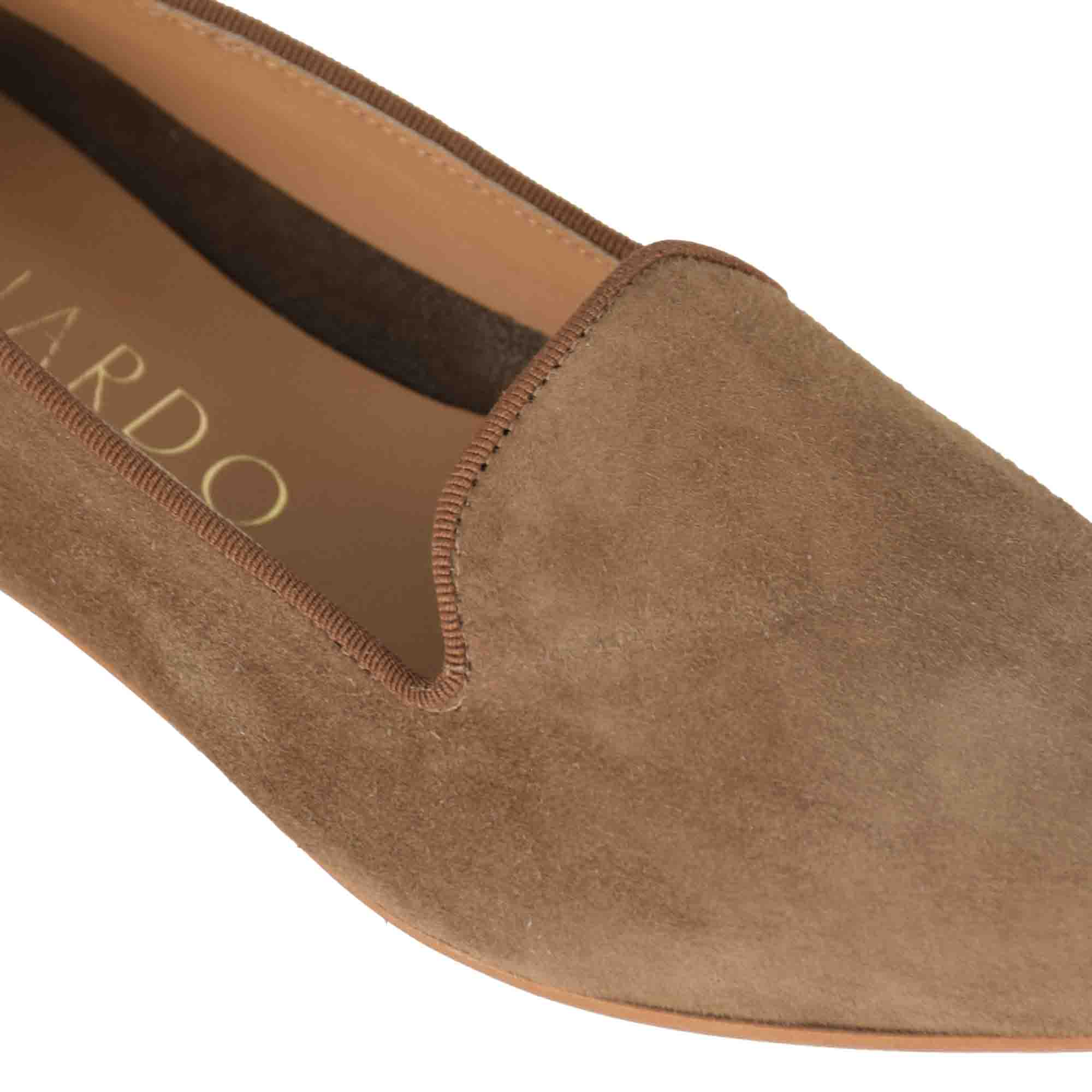 Ballerines pointues pour femme en daim marron