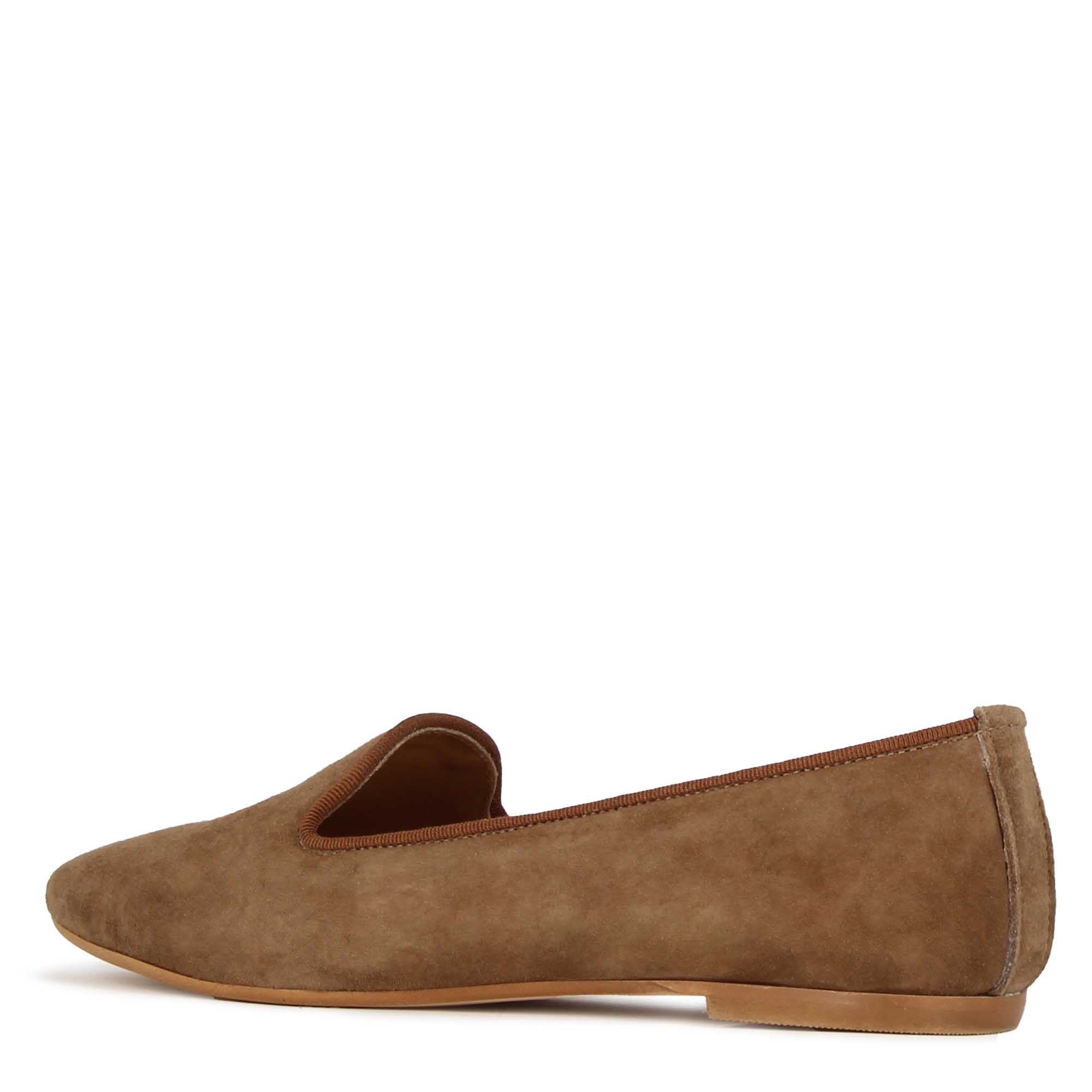 Ballerines pointues pour femme en daim marron