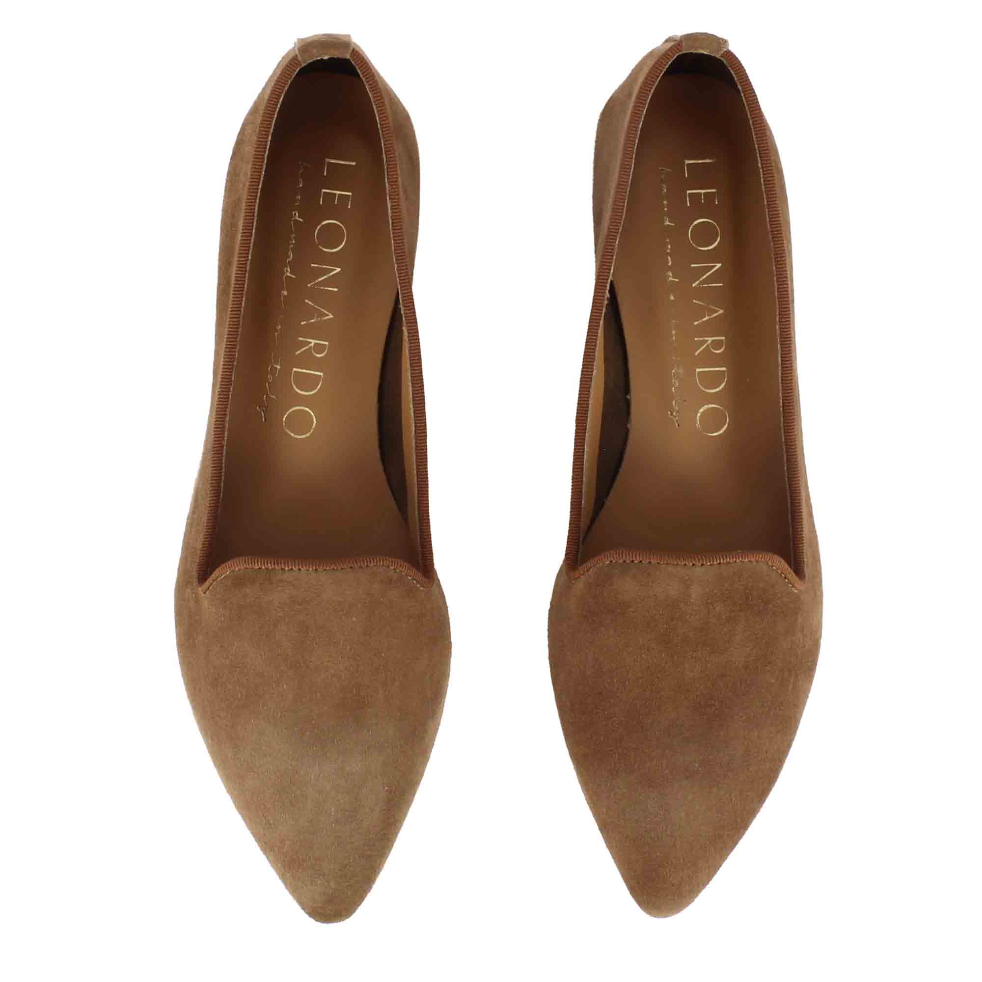 Ballerines pointues pour femme en daim marron