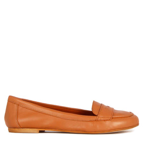 Classic women's ballet flat in brown leather