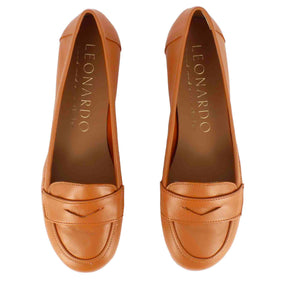 Classic women's ballet flat in brown leather