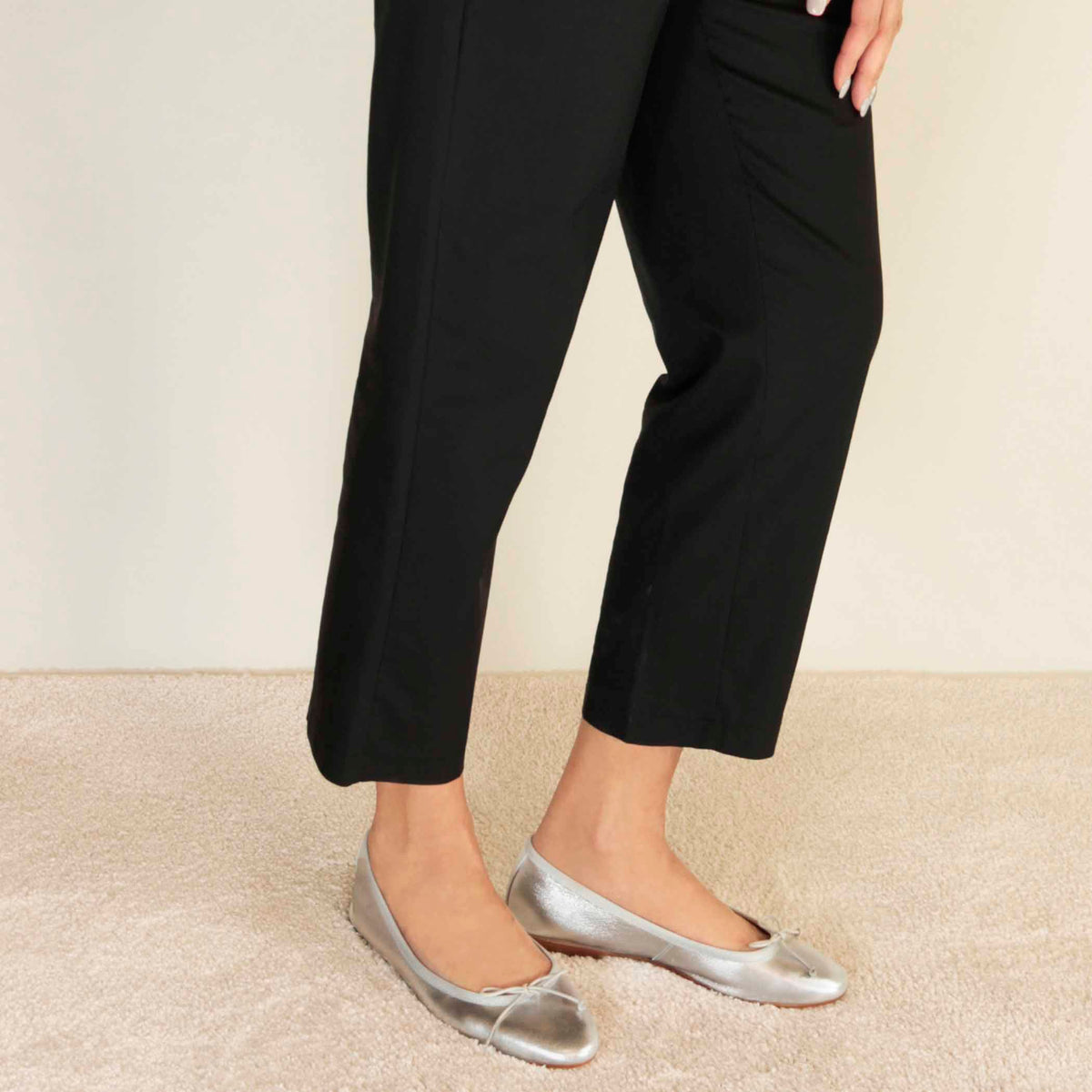 Laminated Leather Ballerina Flats