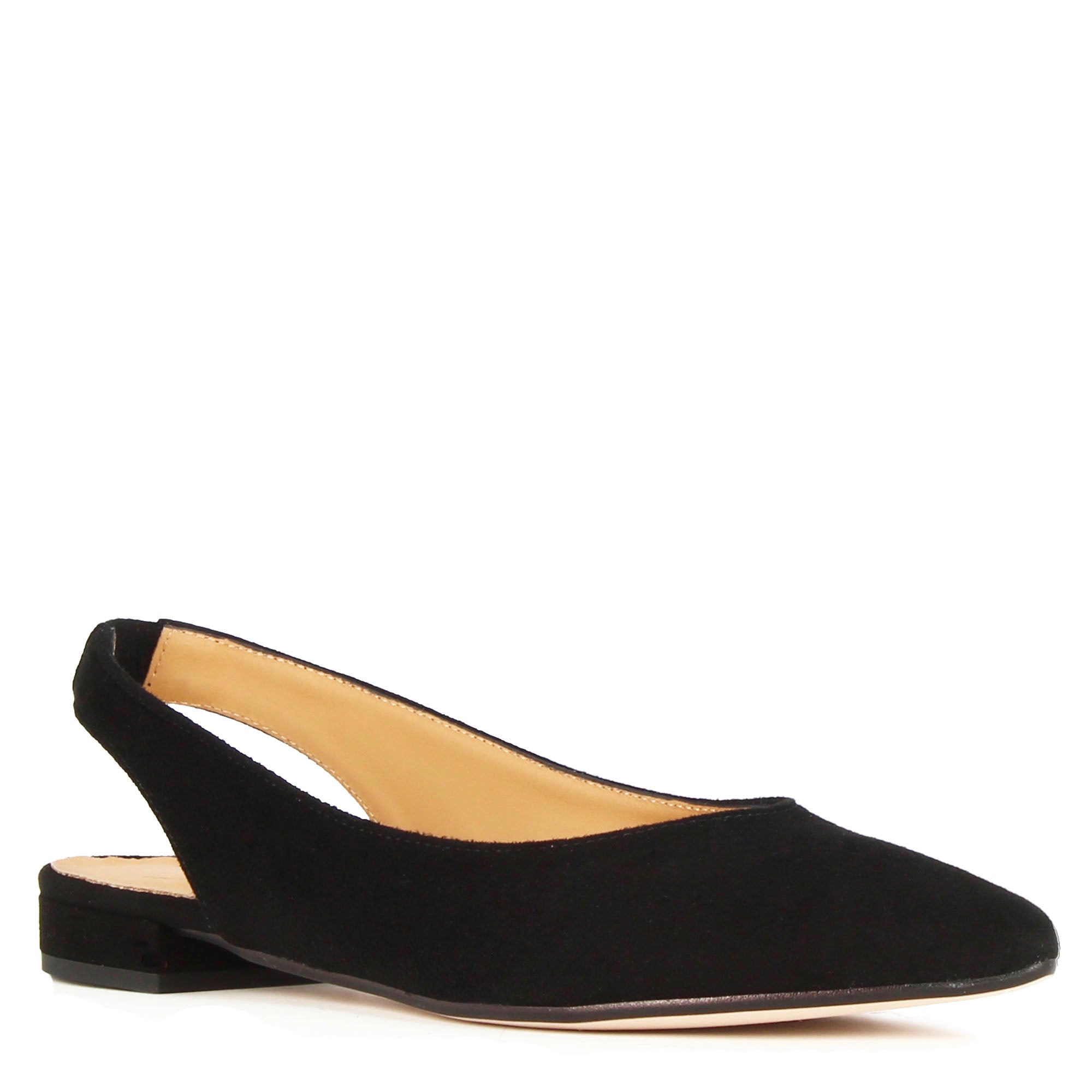 Women's slingback ballerina in pink suede
