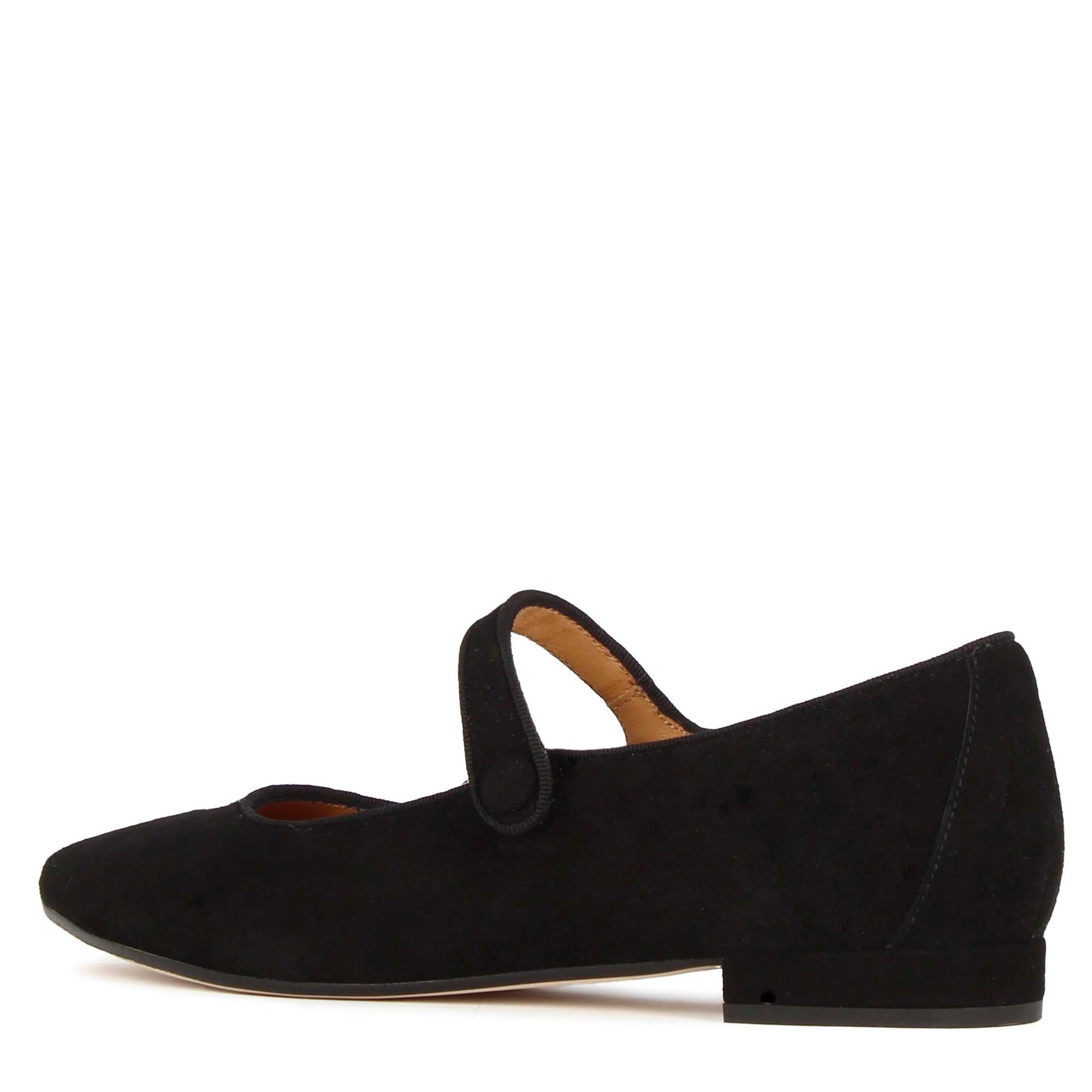 Women's Mary Jane ballerina shoes in suede with black strap