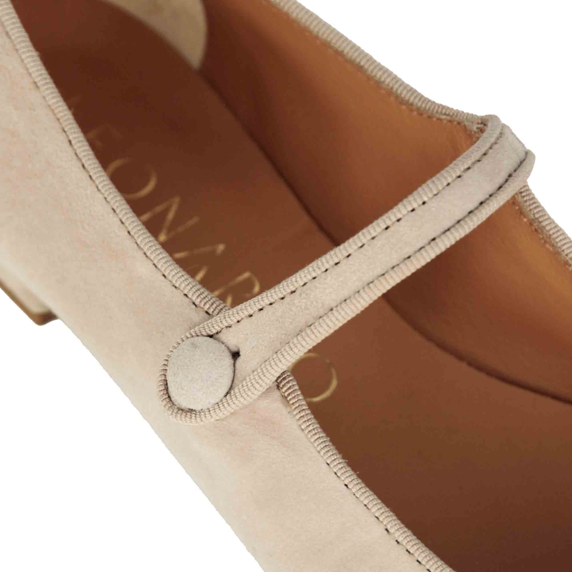Ballerines femme Mary Jane en daim avec bride rose