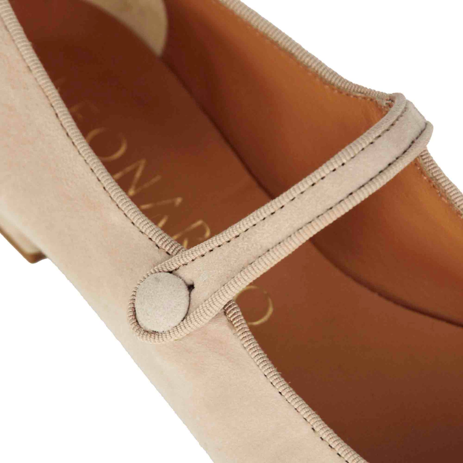Women's Mary Jane ballerina shoes in suede with pink strap