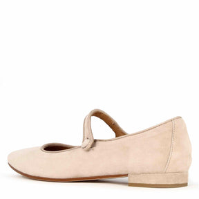 Women's Mary Jane ballerina shoes in suede with pink strap