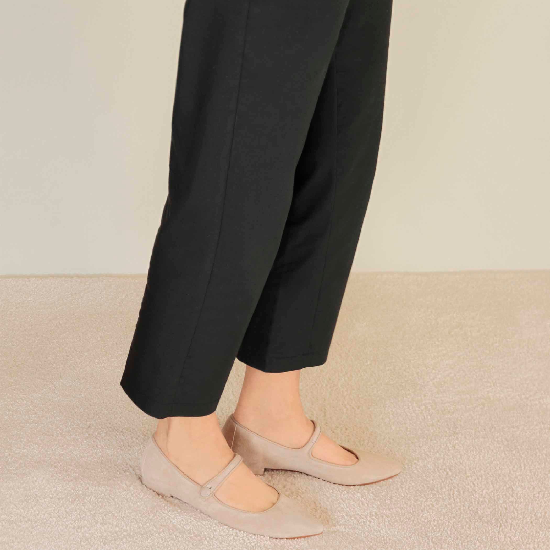 Ballerines femme Mary Jane en daim avec bride rose
