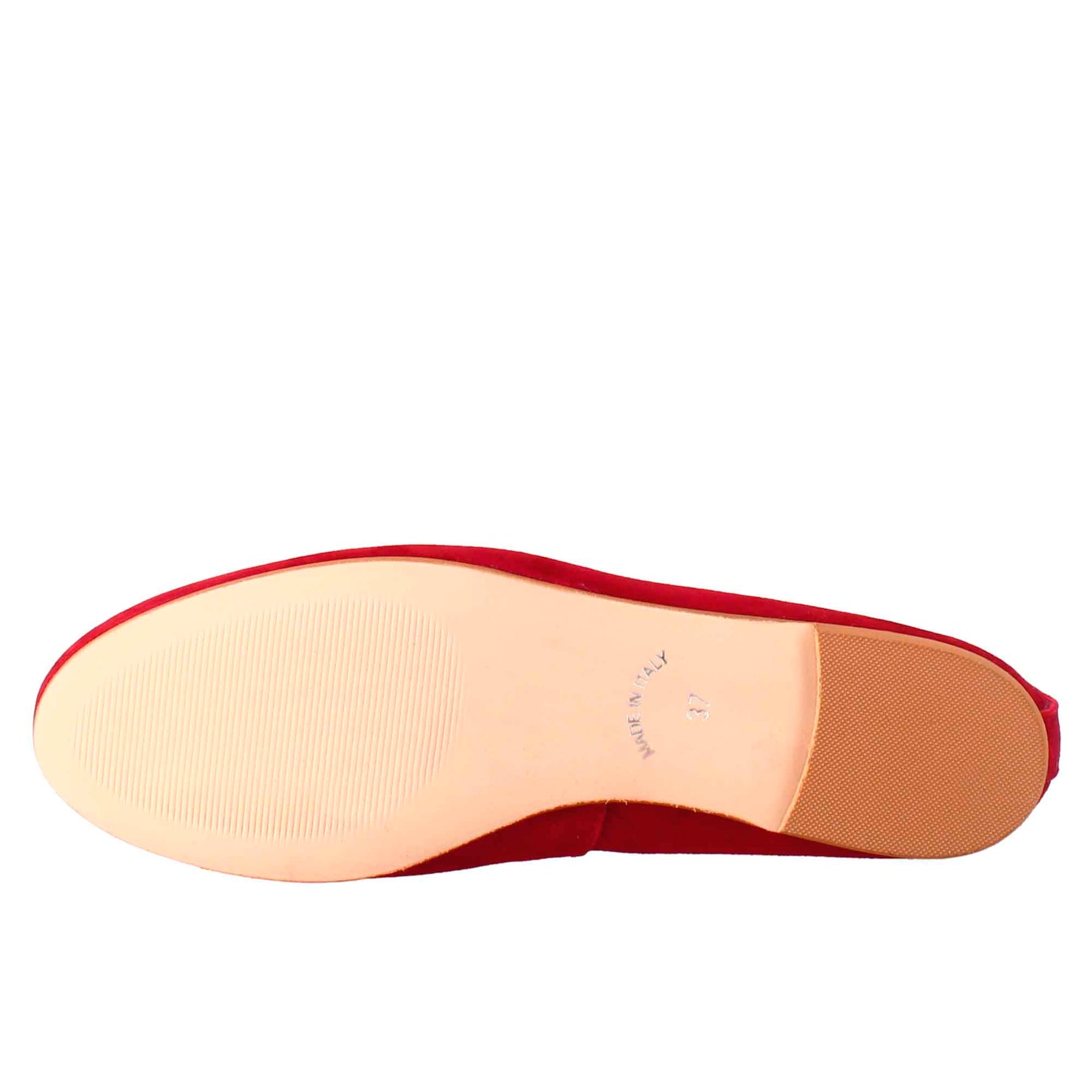 Light red suede ballet flats for women without lining