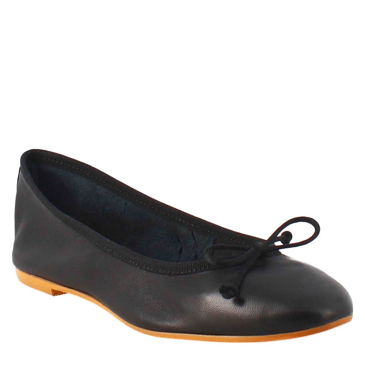 Light black women's ballet flats in smooth leather 