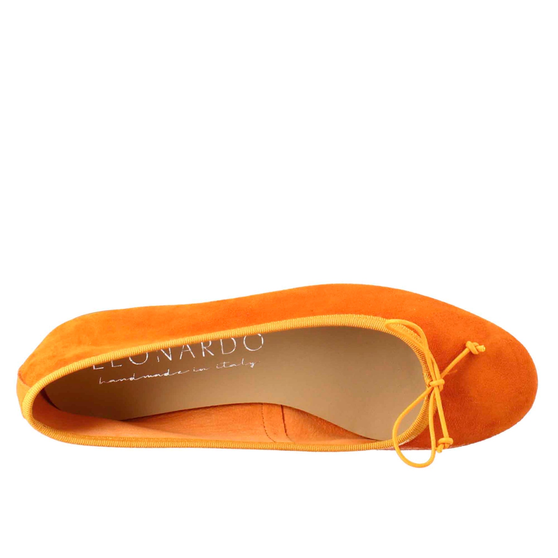 Light orange suede ballet flats for women without lining