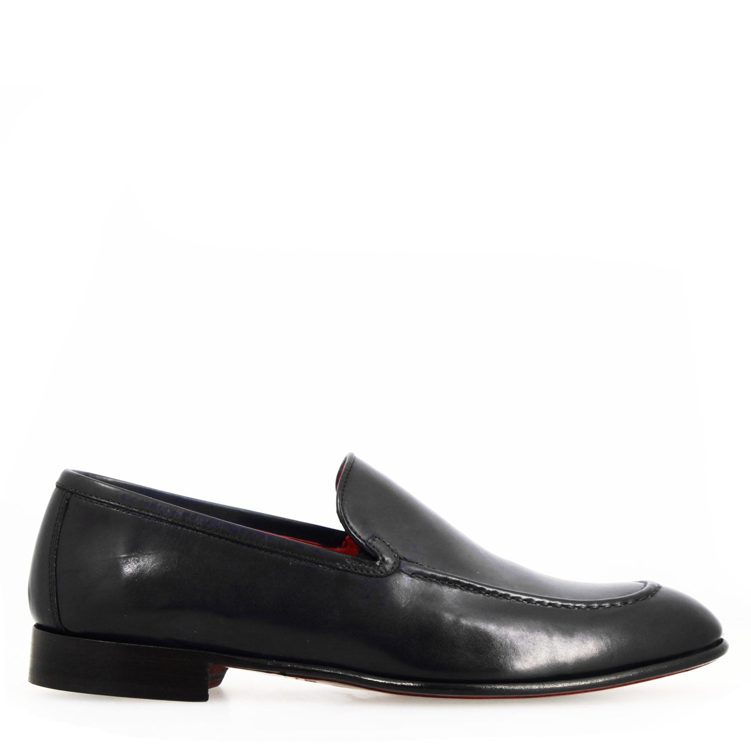 Adriano smooth moccasin in black leather for men