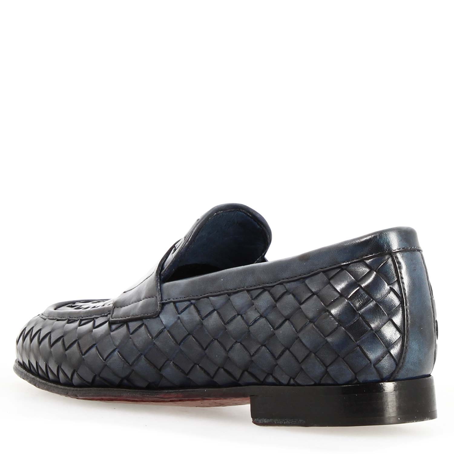 Mocassino Ludovico da uomo in pelle intrecciata blu