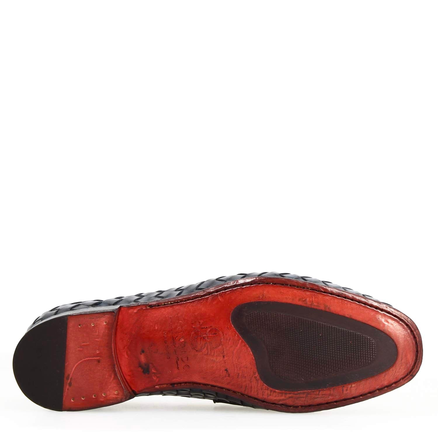 Mocassino Ludovico da uomo in pelle intrecciata blu - LeonardoShoes