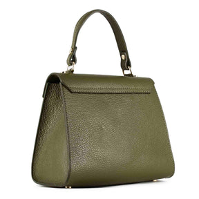 Lady K leather handbag with removable green shoulder strap