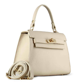 Lady K women's handbag in beige leather