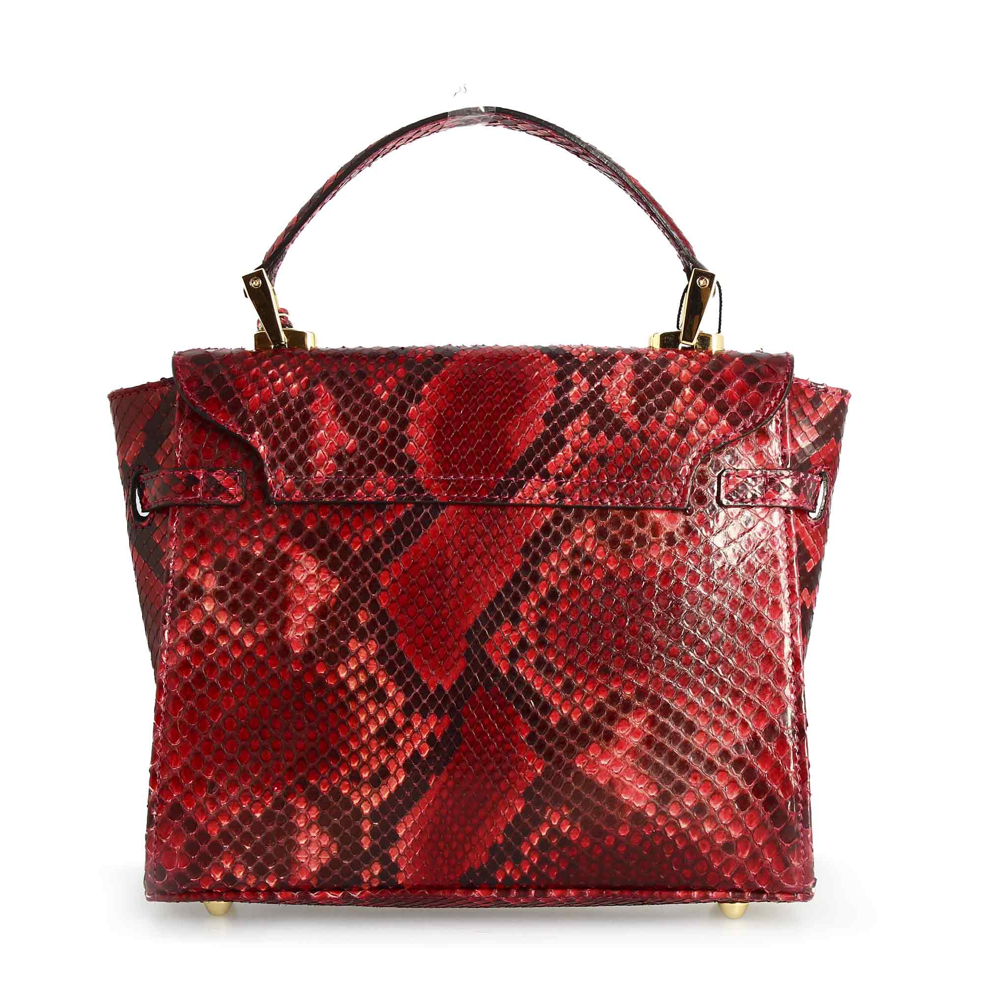 Handbag with shoulder strap for women handmade in red fine leather