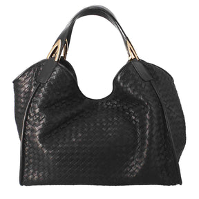Handmade women's handbag in black woven leather