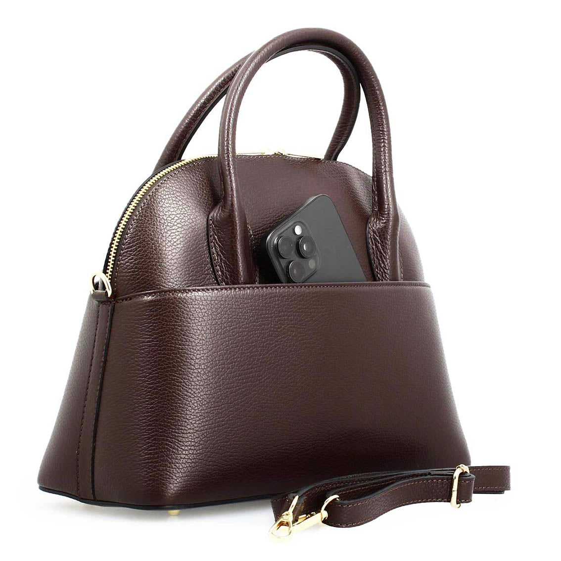 Borsa a mano da donna Sofia grande in pelle marrone scuro