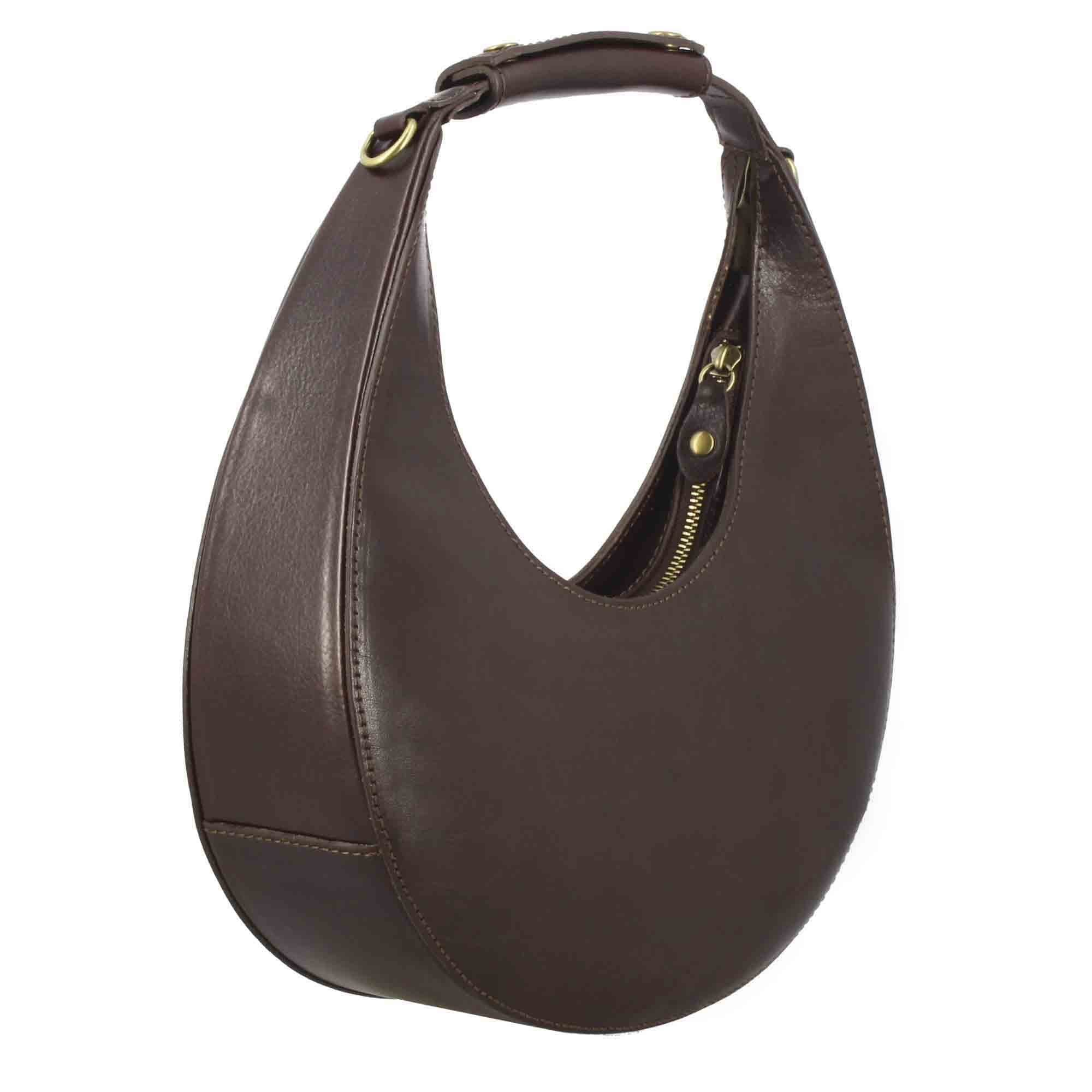 Borsa a spalla Olimpia da donna in pelle colore marrone scuro