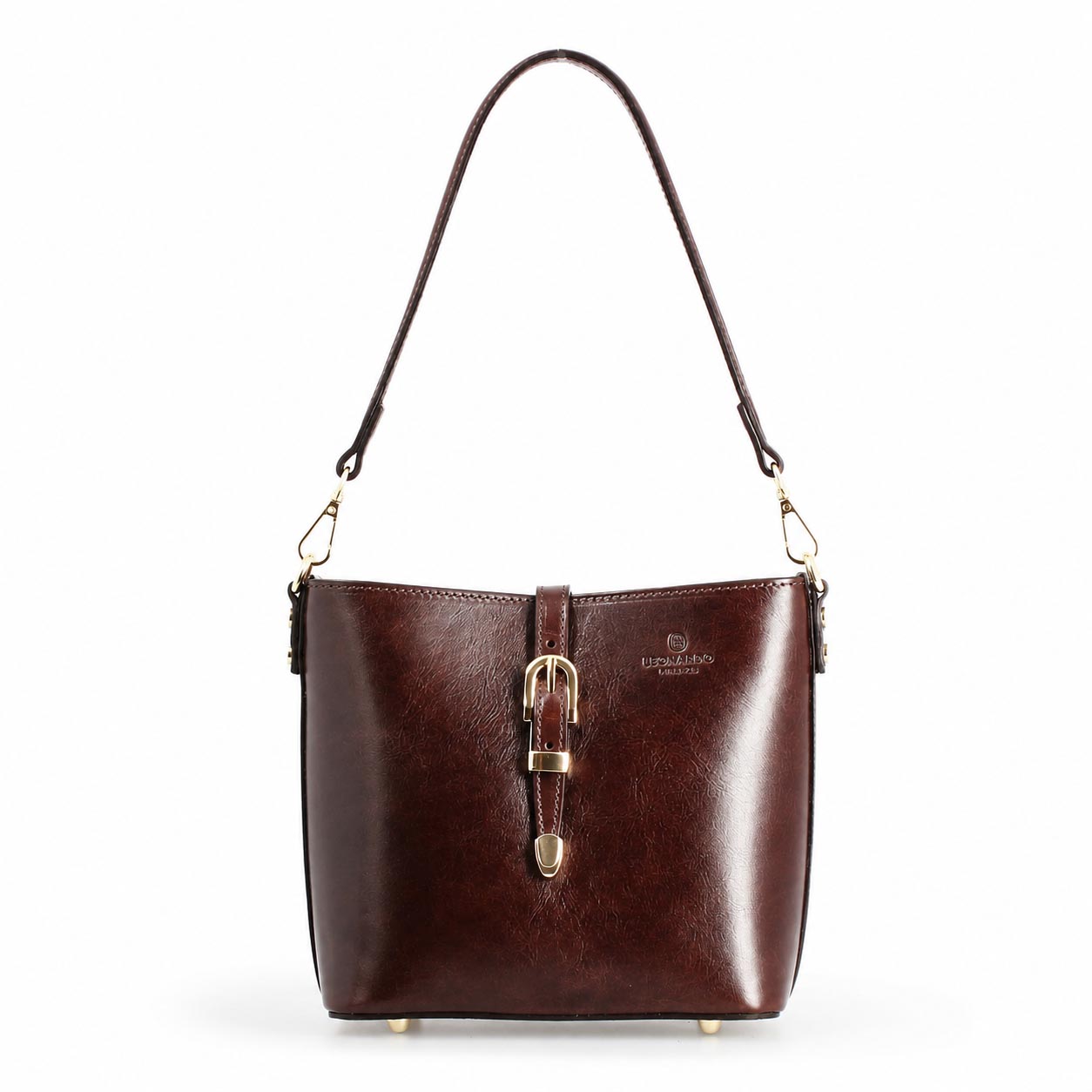 Dunkelbraun damenhandtasche aus leder Atena