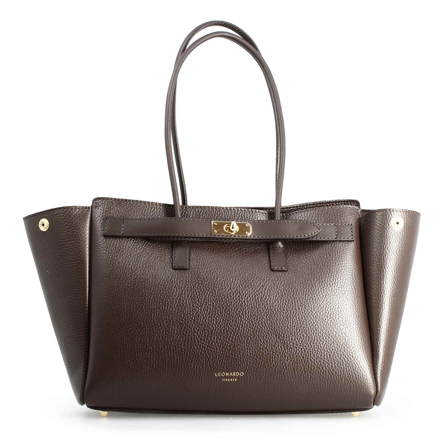 Dark brown leather shoulder bag Giulia for women