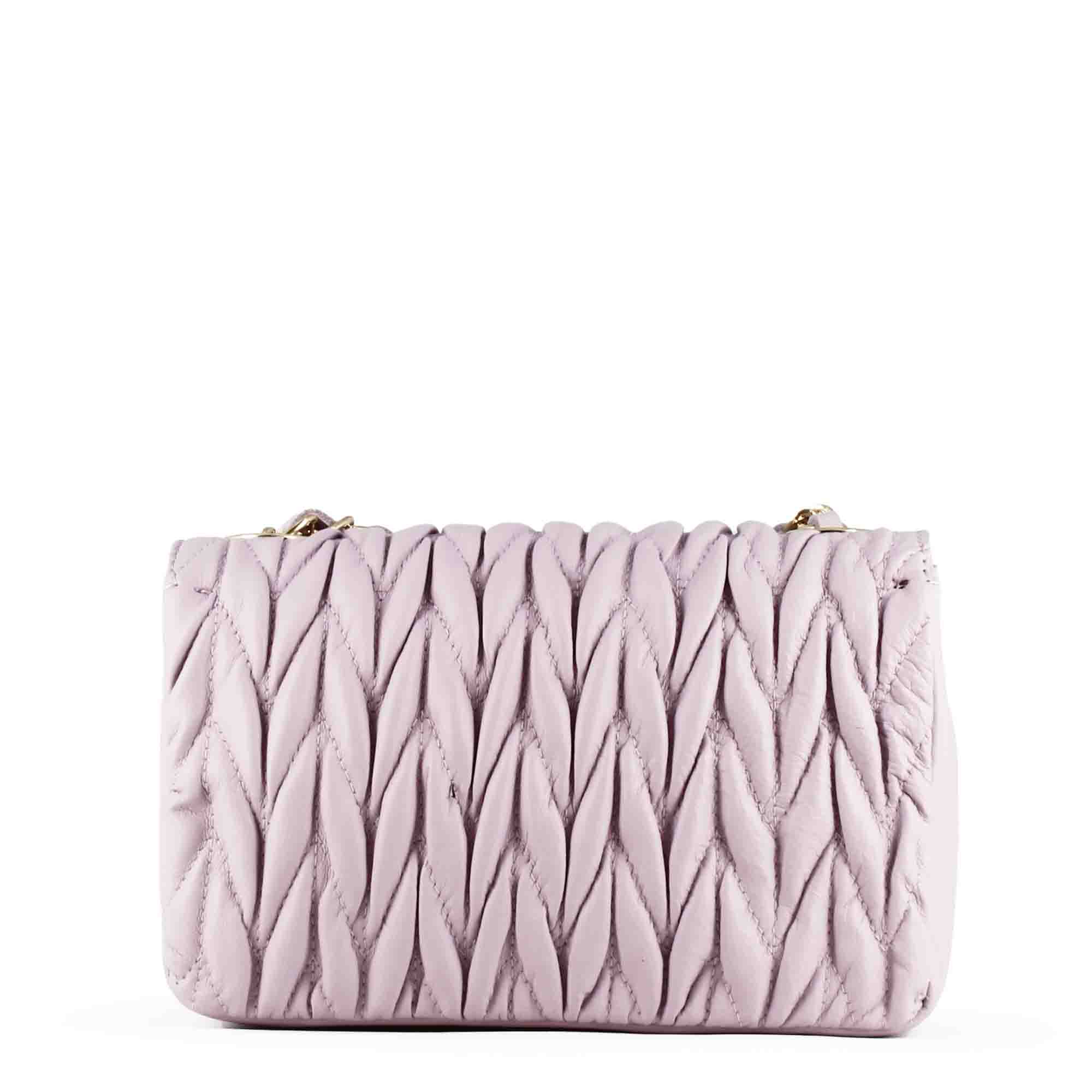 Women's handbag in purple leather with jewel shoulder strap
