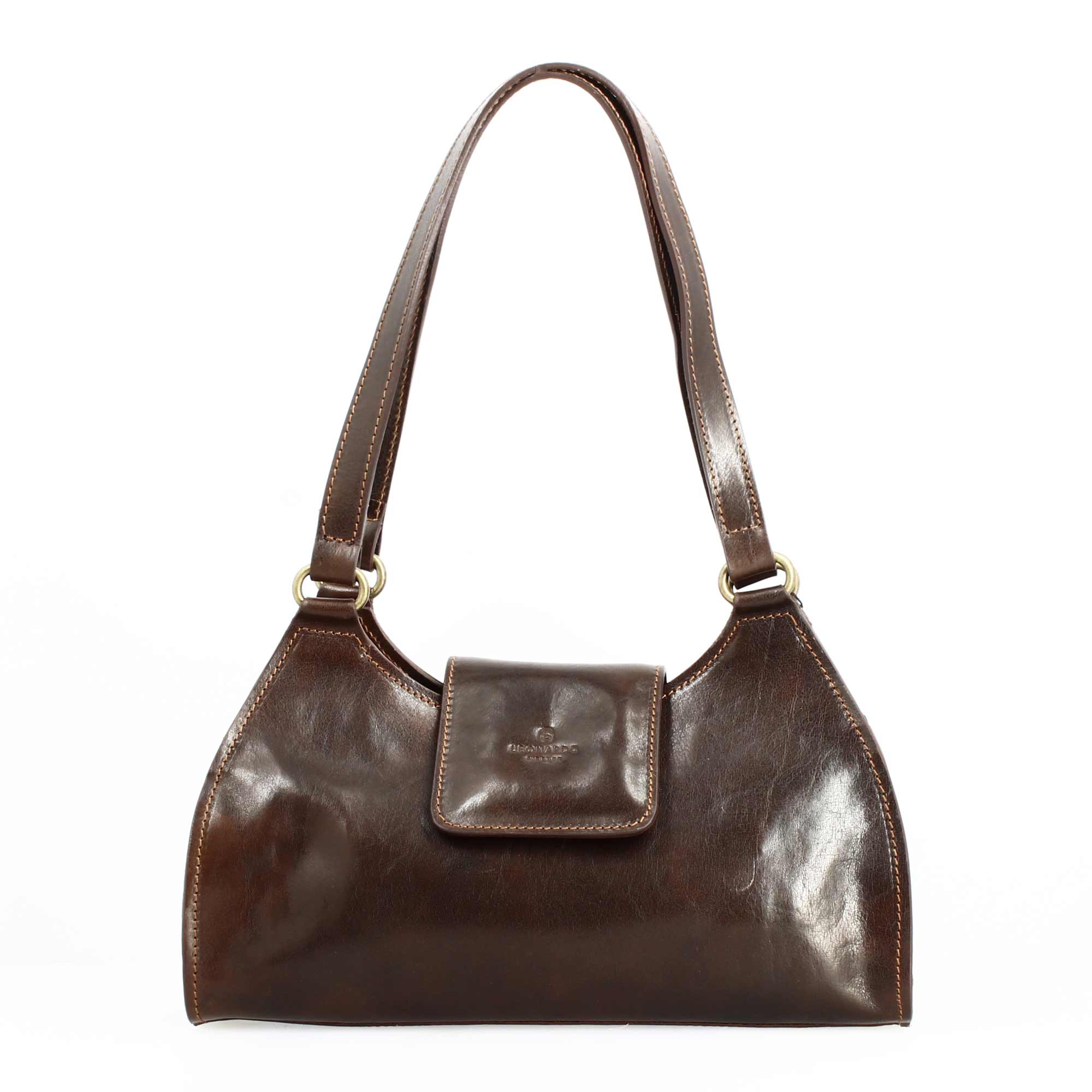 Borsa a spalla Camilla da donna in pelle marrone scuro
