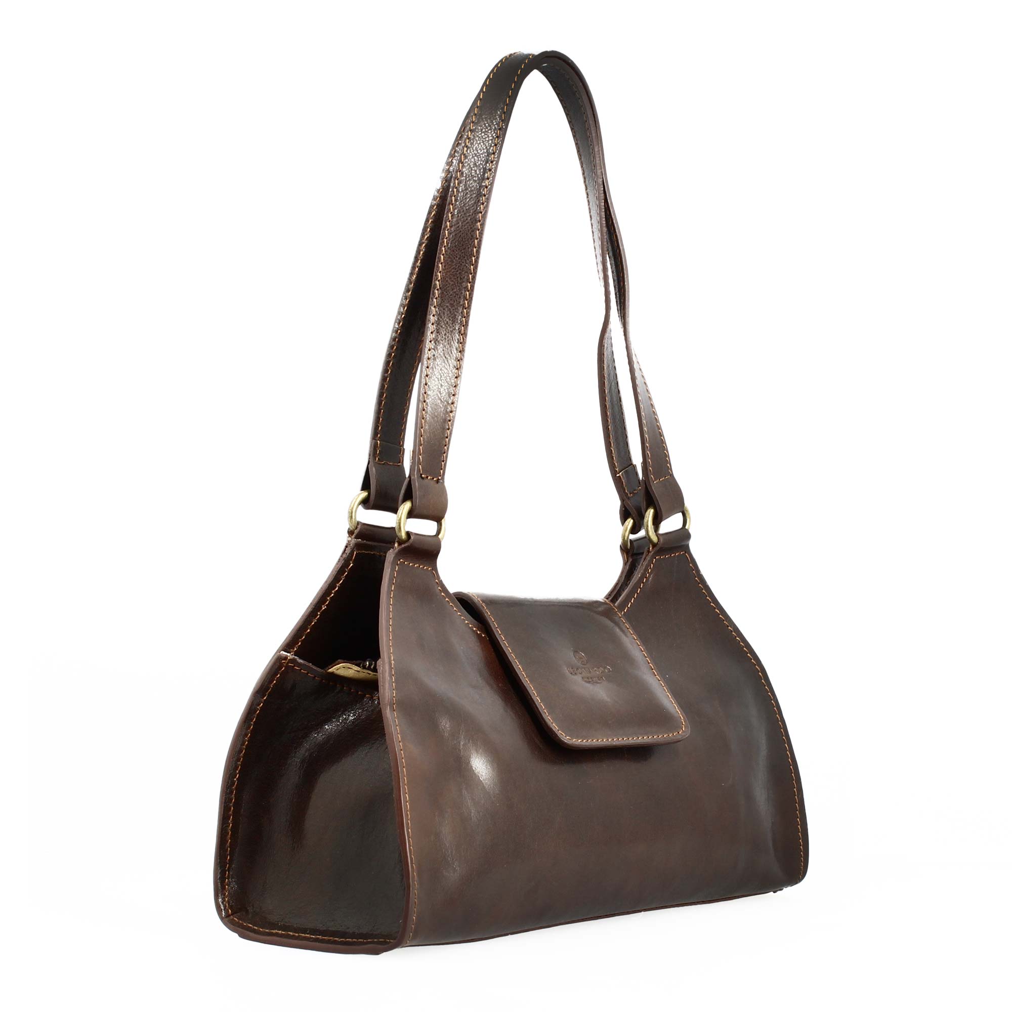 Borsa a spalla Camilla da donna in pelle marrone scuro