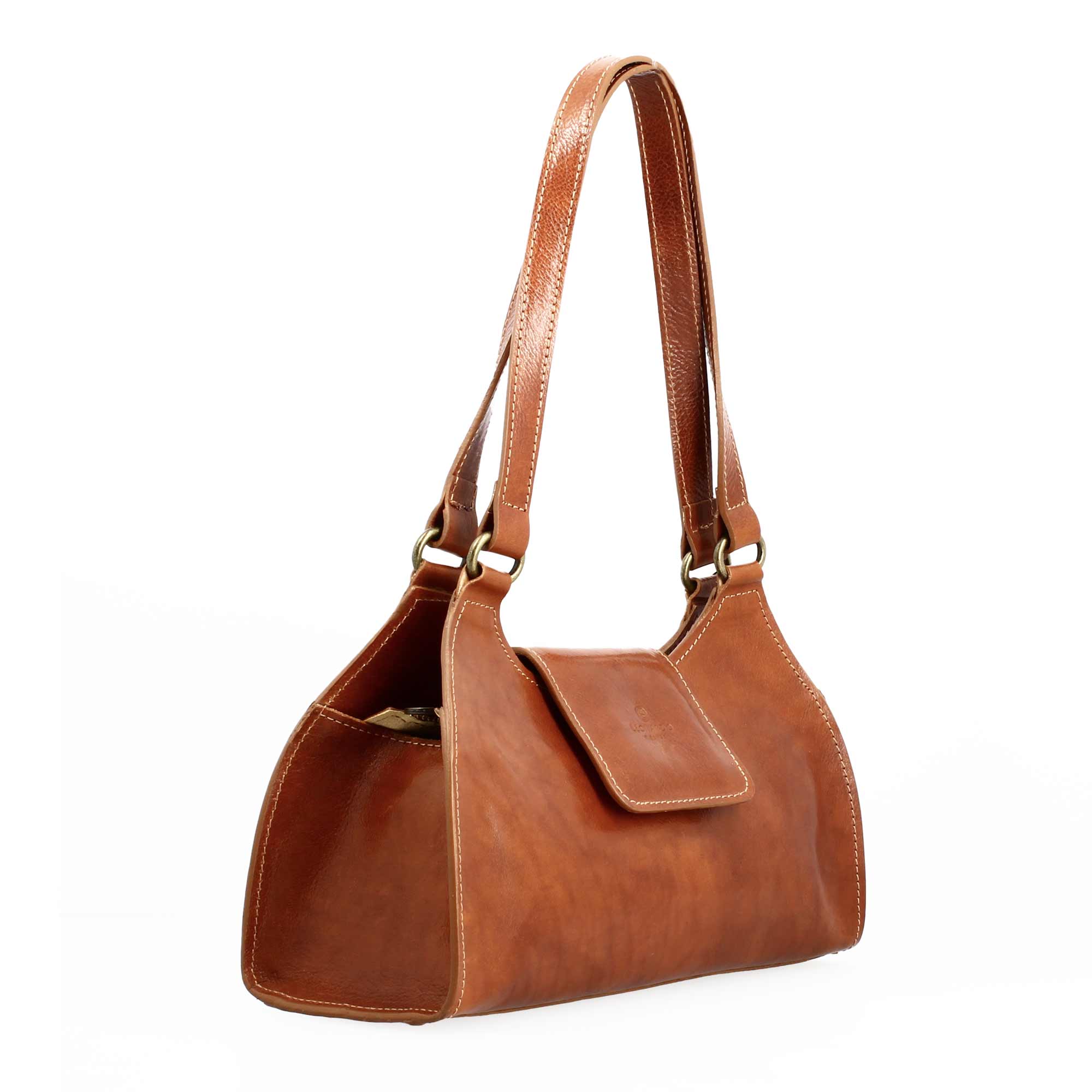 Borsa a spalla Camilla da donna in pelle marrone chiaro