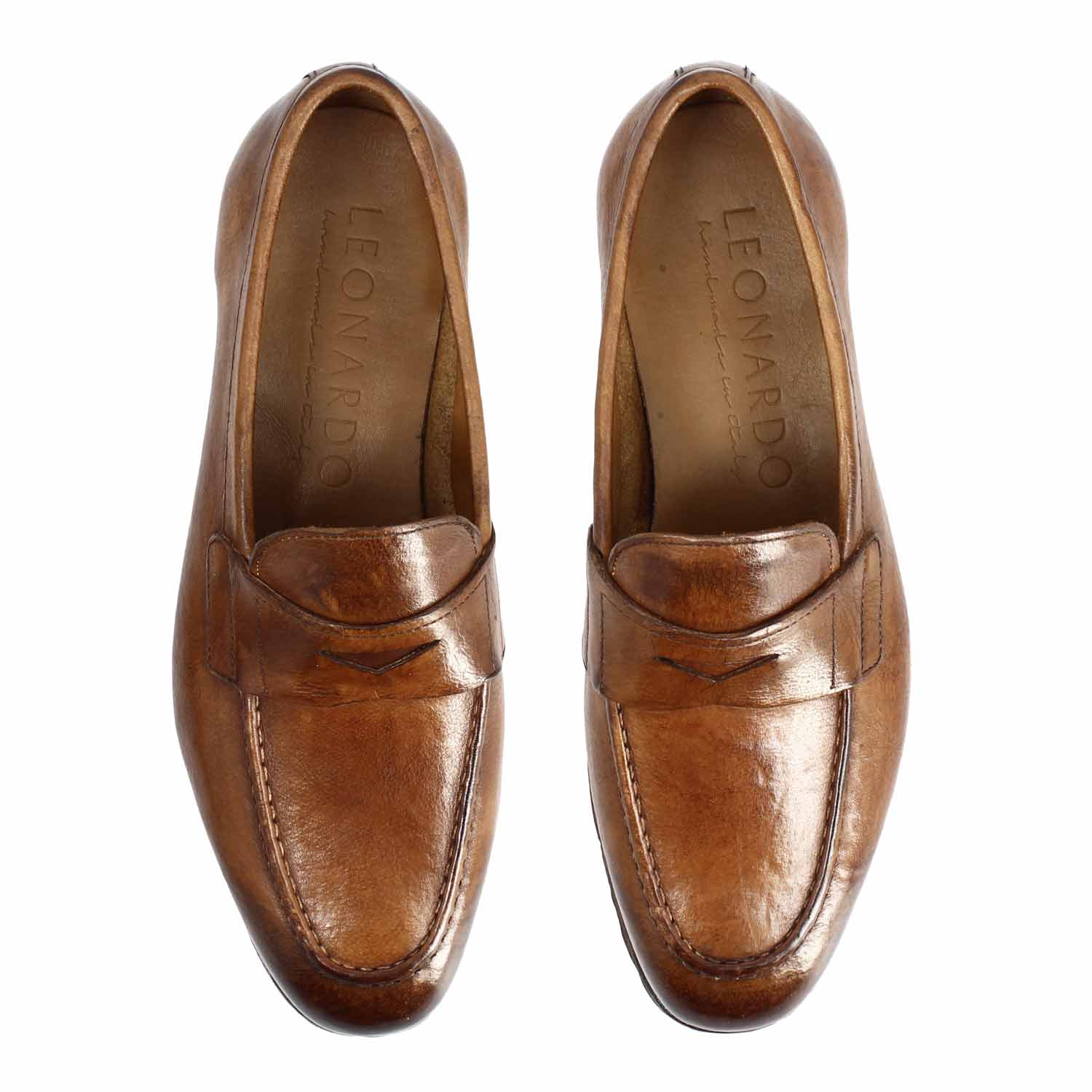 Mocassino Navona da uomo in pelle pregiata marrone - LeonardoShoes