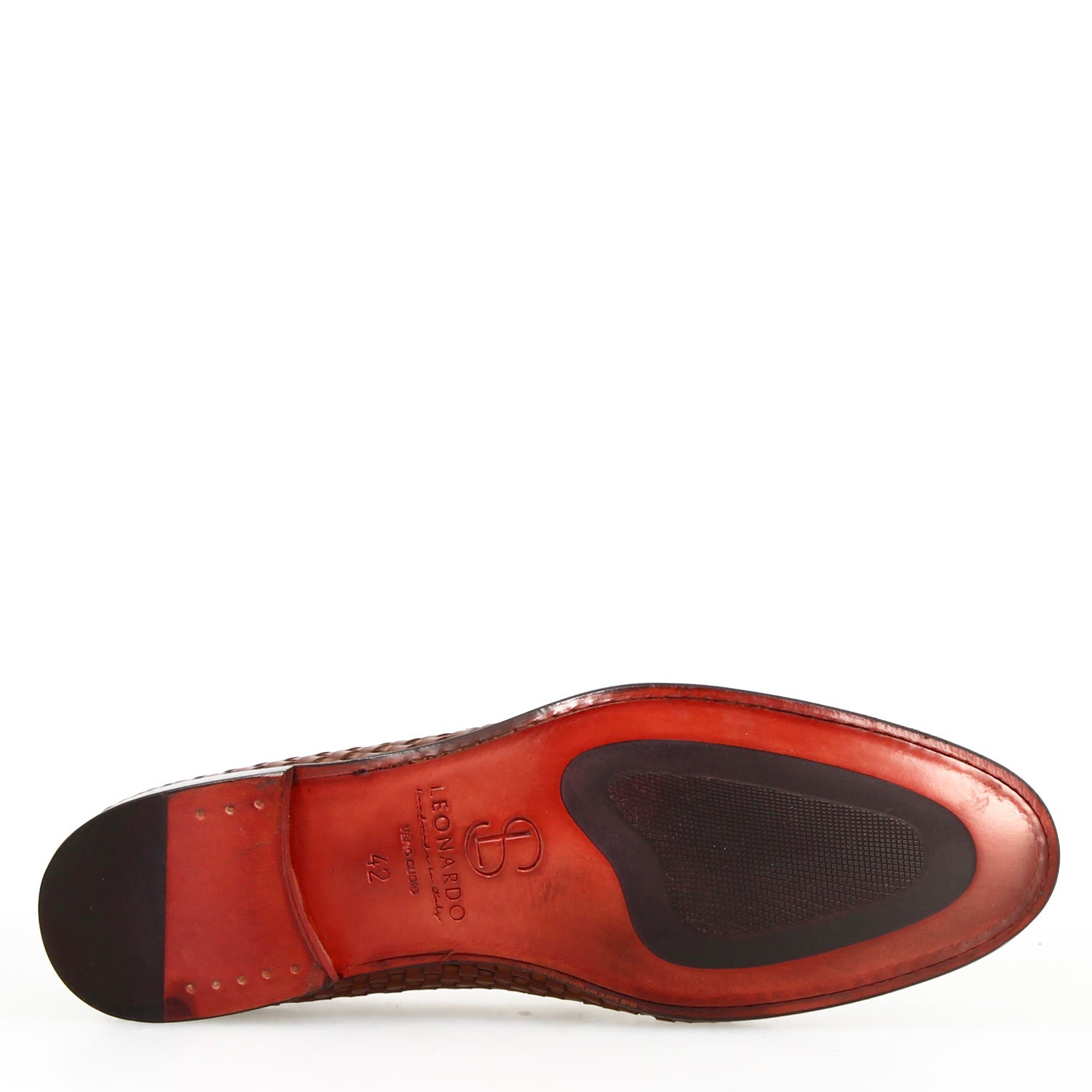 Mocassino Novello da uomo in pelle intrecciata marrone - LeonardoShoes