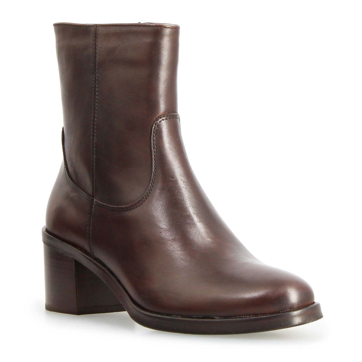 Calliope - Stivaletto tacco alto da donna in pelle marrone scuro