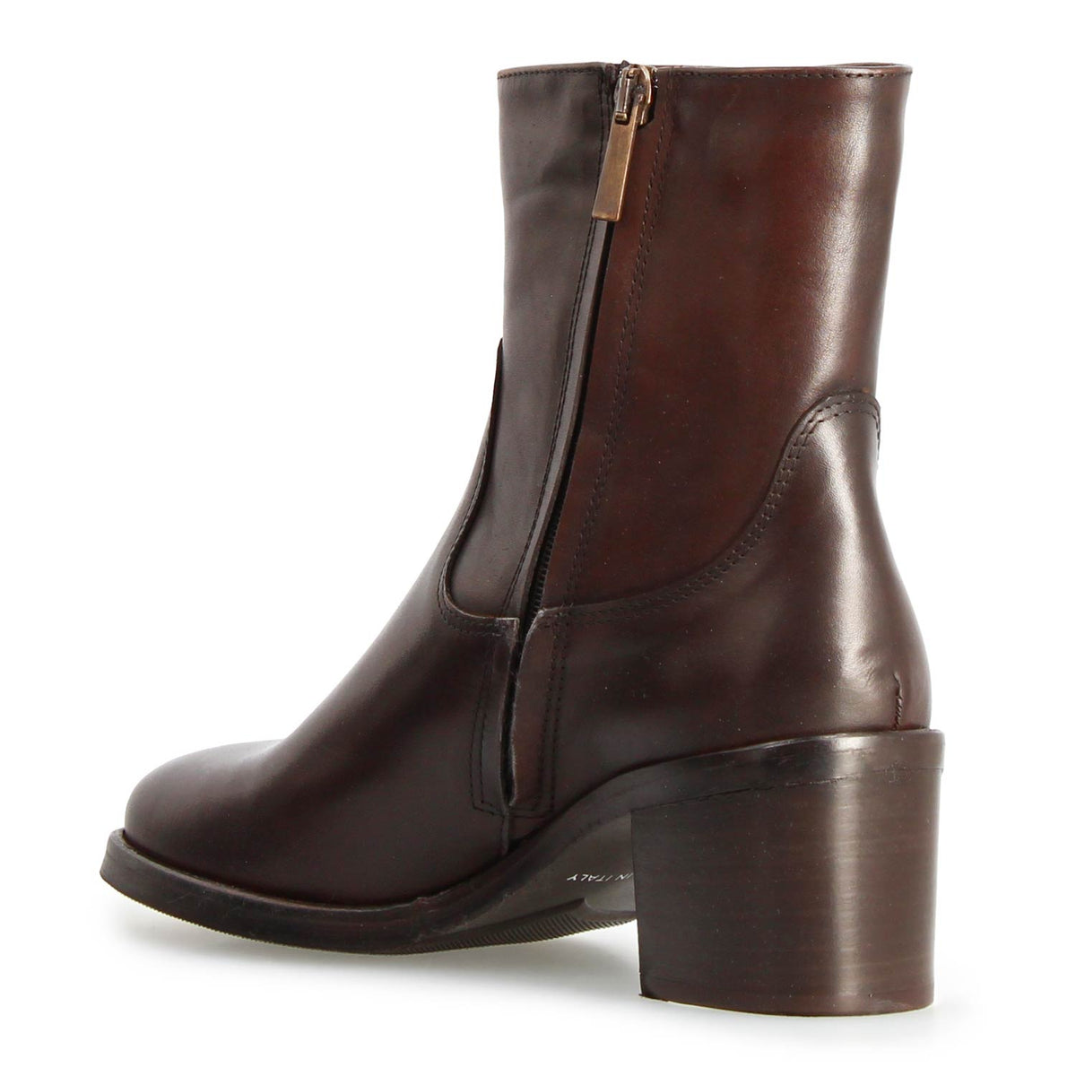 Calliope - Stivaletto tacco alto da donna in pelle marrone scuro
