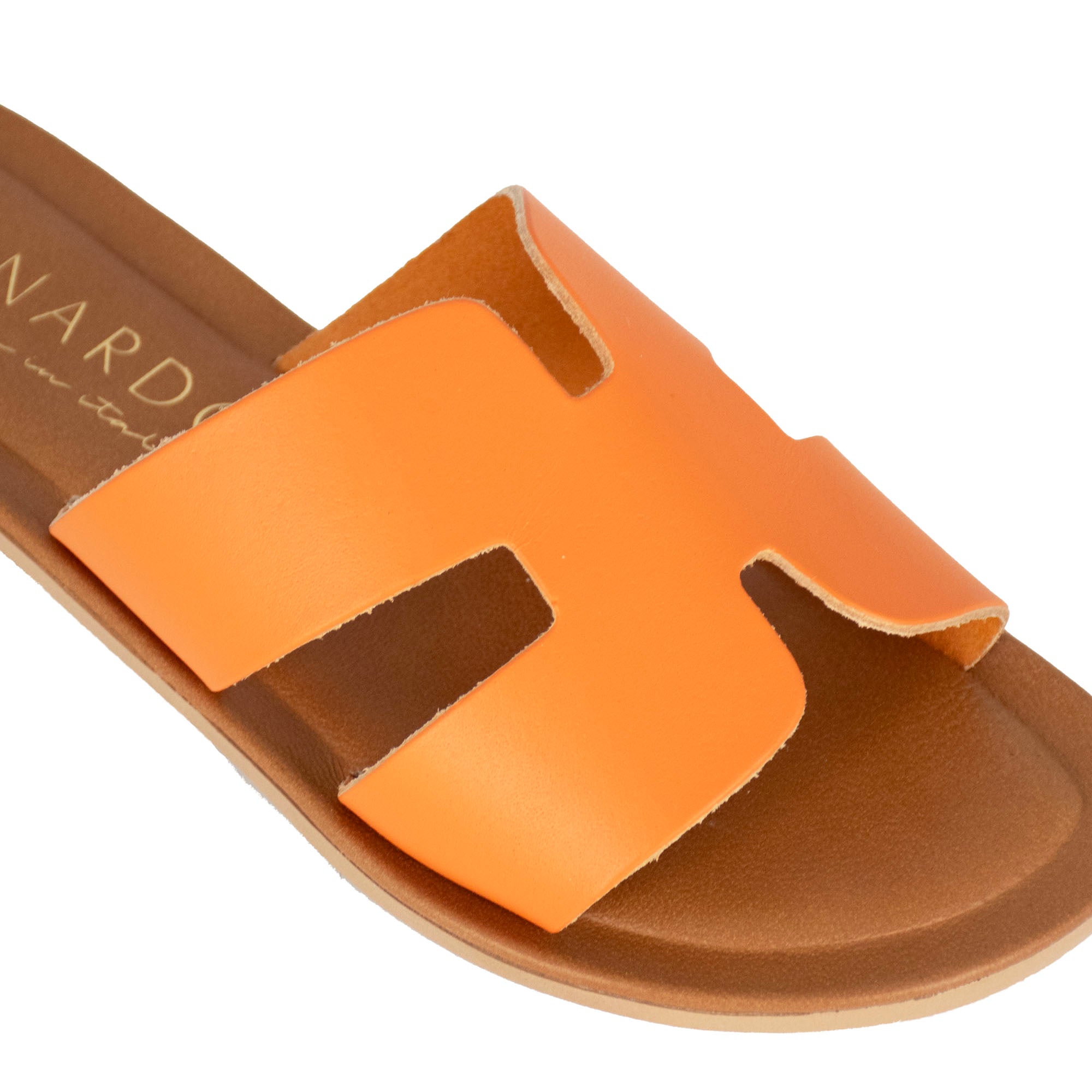 Orange leather women's slippers