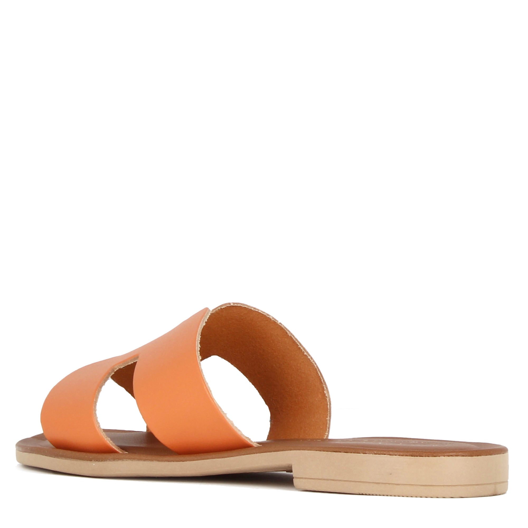 Orange leather women's slippers