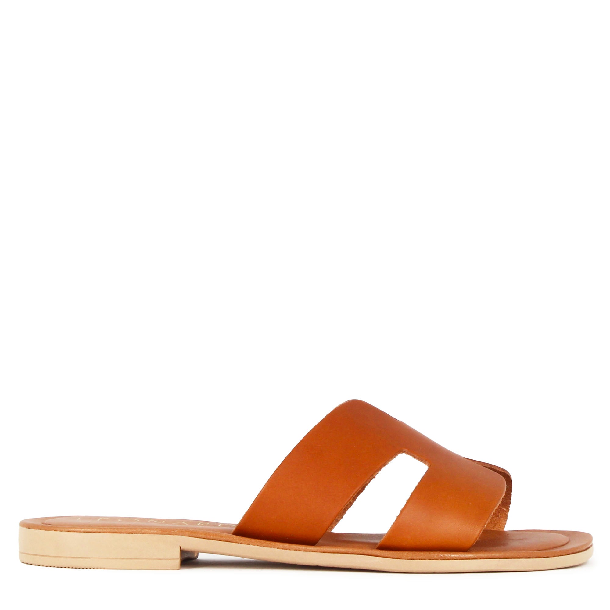 Pantoufles pour femmes en cuir marron clair