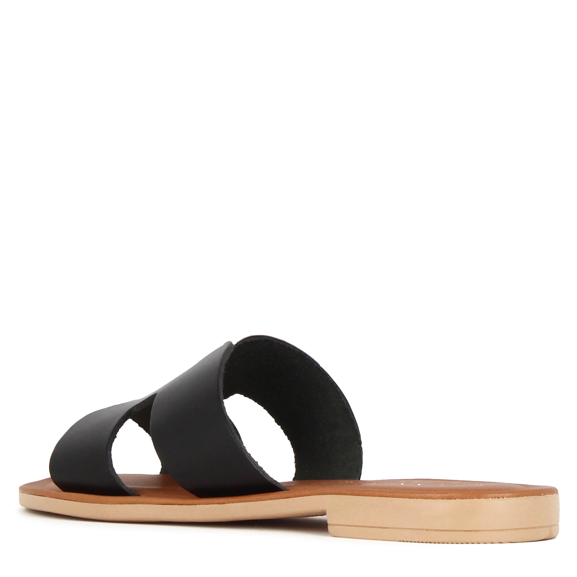 Pantoufles en cuir noir pour femmes