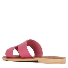 Pink leather women's slippers