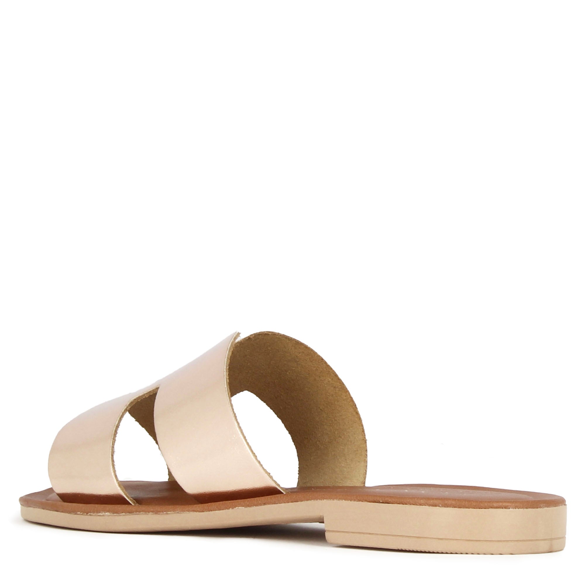 Pink metallic leather women's slippers