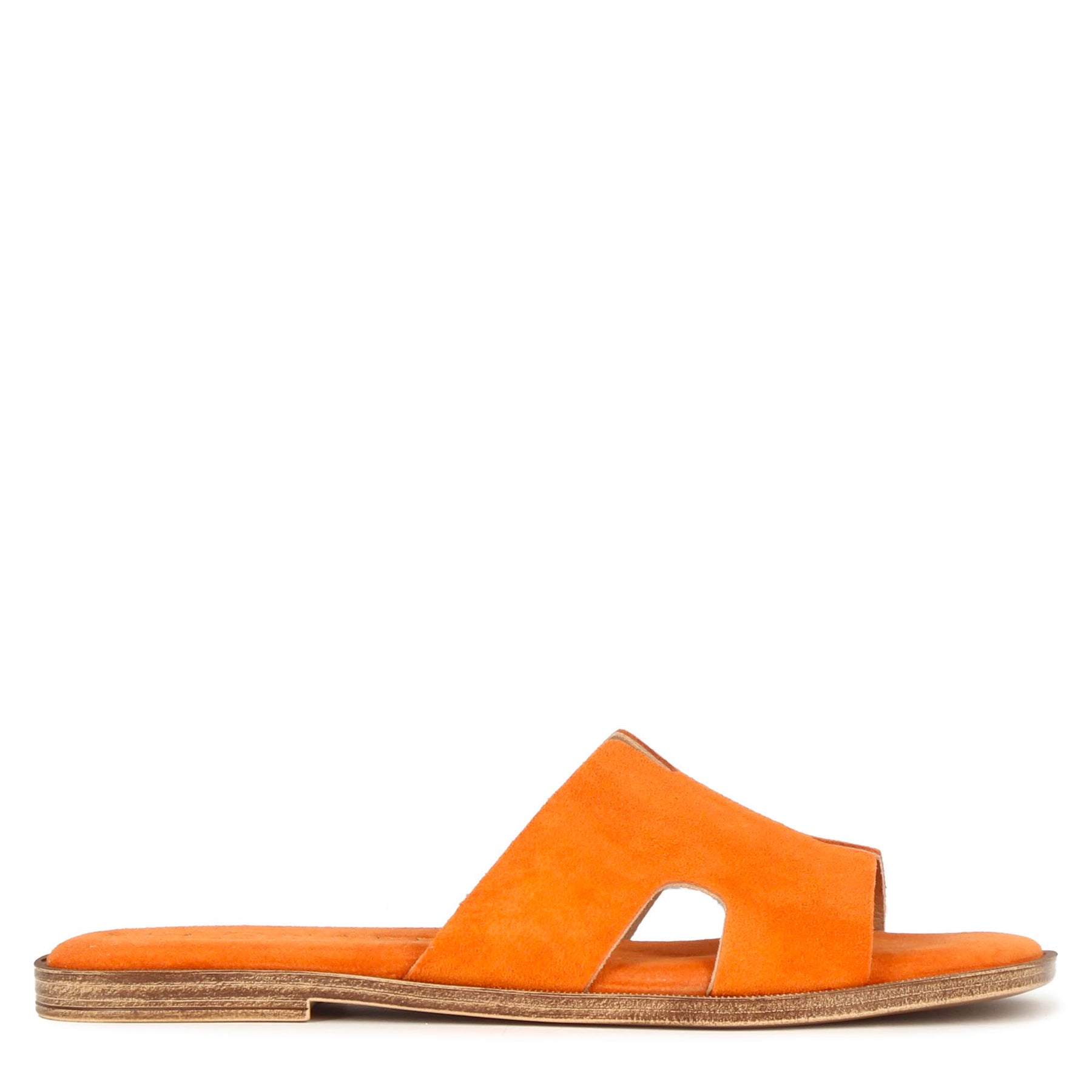 Women's orange suede slippers