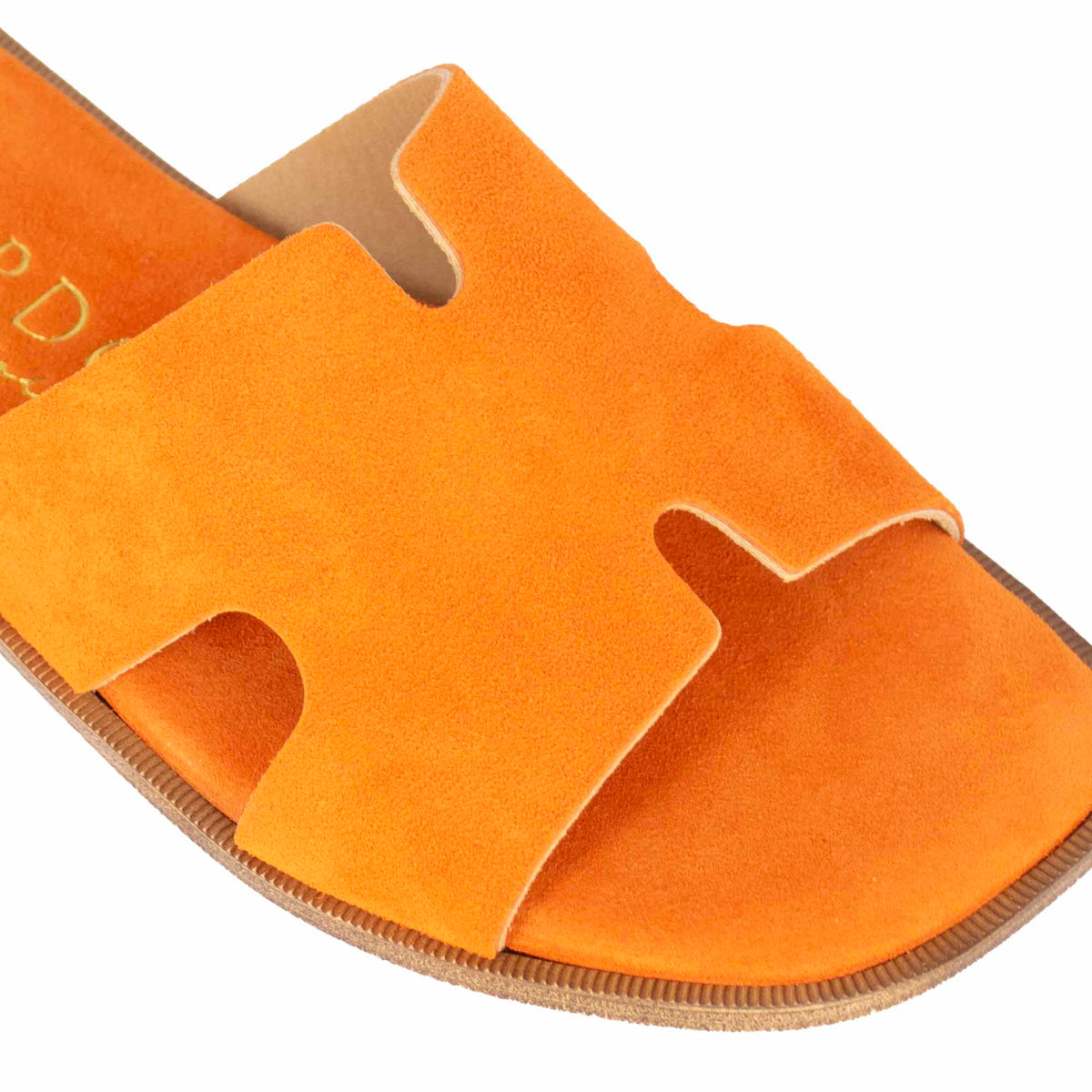 Women's orange suede slippers
