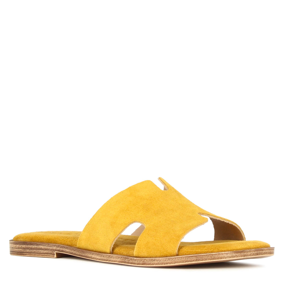 Women's yellow suede slippers